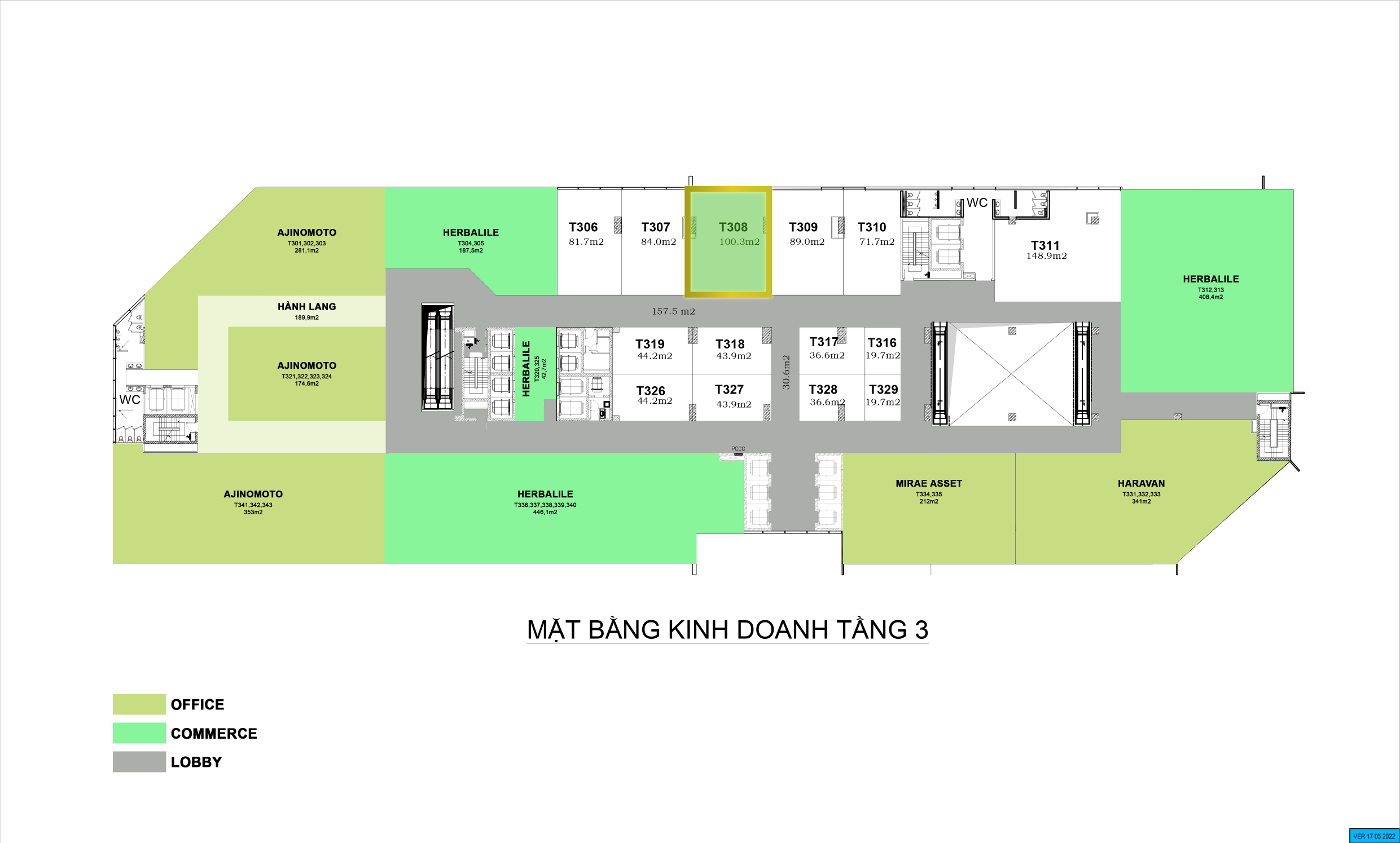 area t308  100 3m2 3rd floor estimate price   14    15 m2